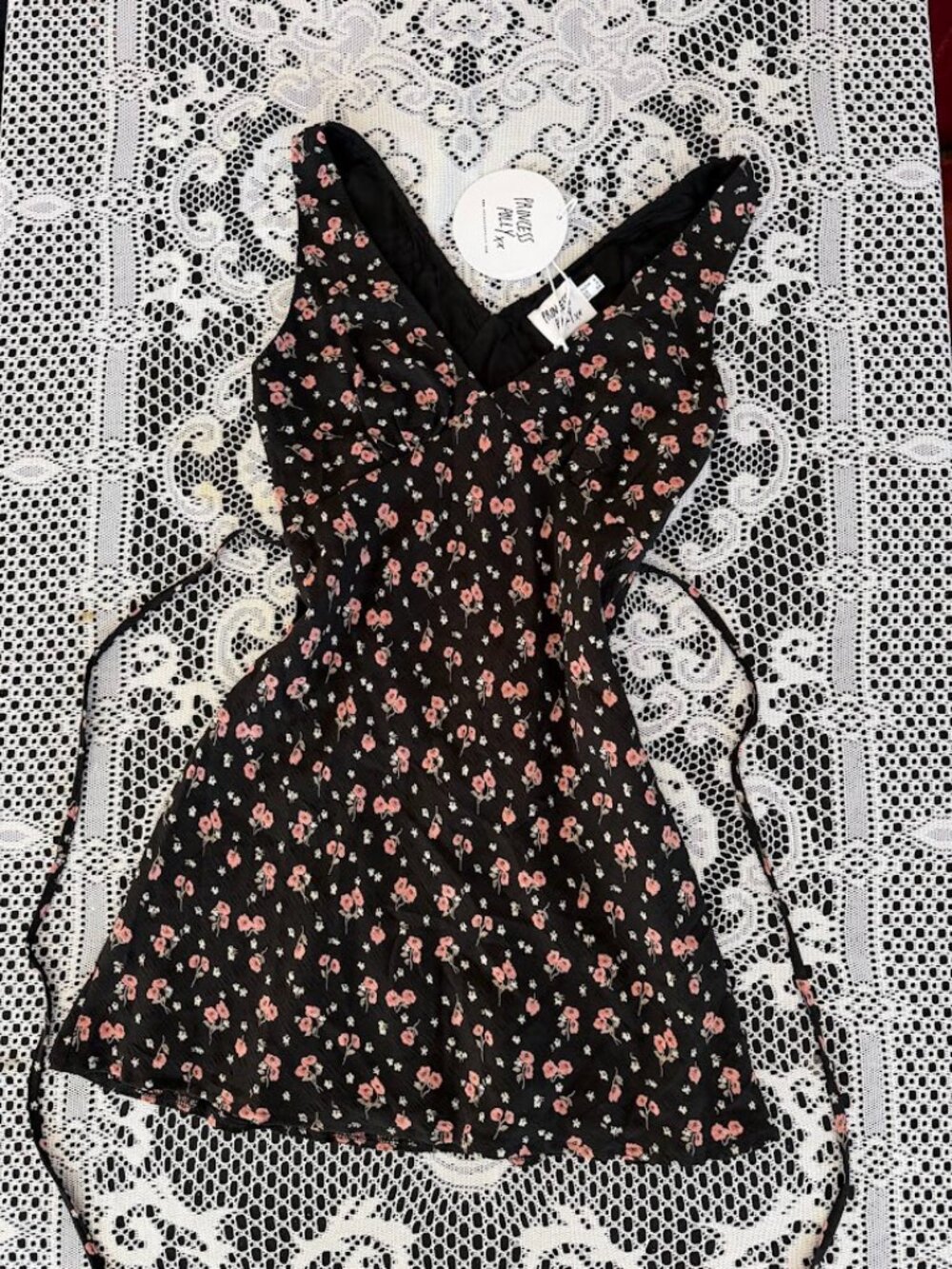NWT Black Floral Mini Sleeveless Dress / Princess Polly - Size XS/S